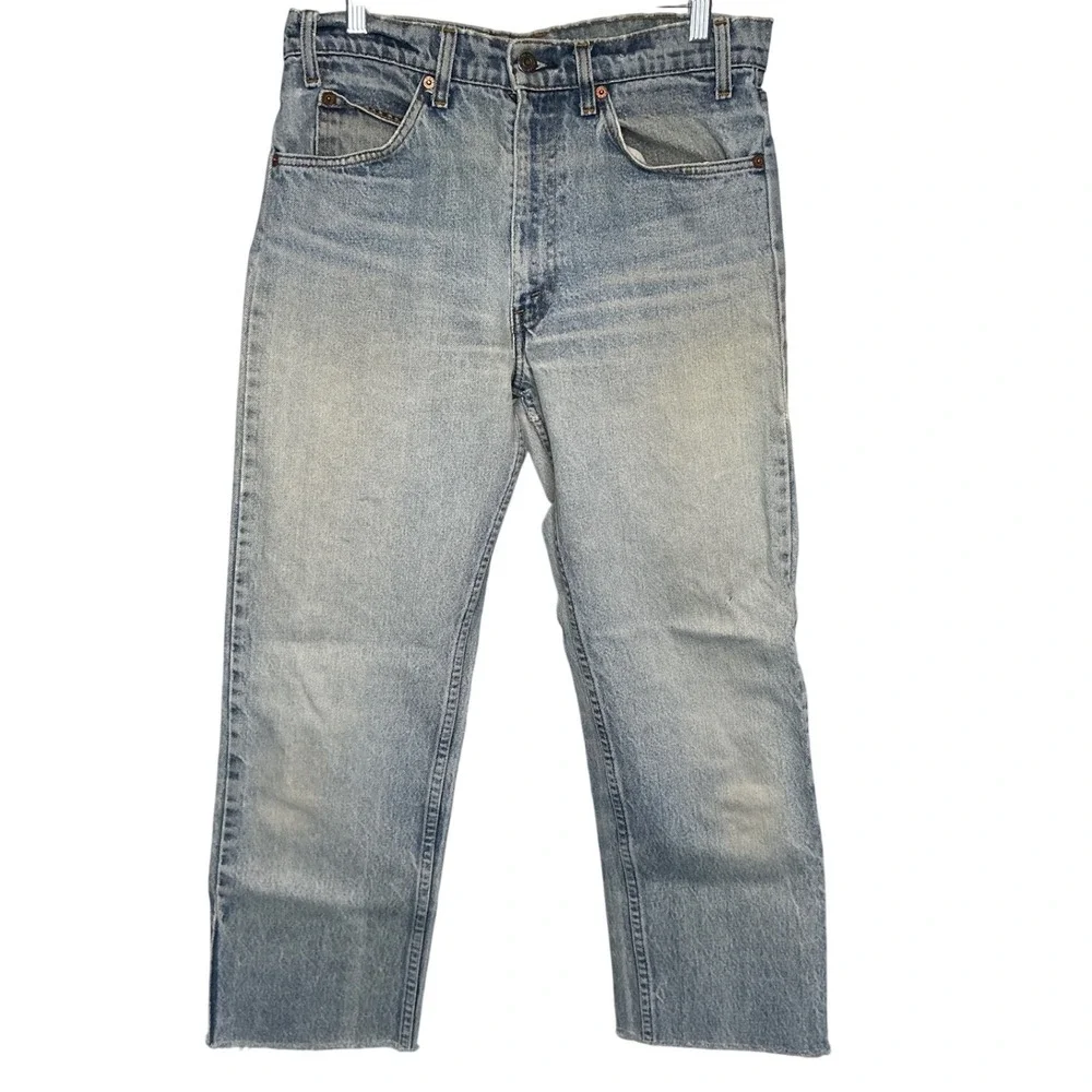 Levi's Mens 501 Light Wash Frayed‎ Hem Jeans Sz 33x34 Weathered Classic Western